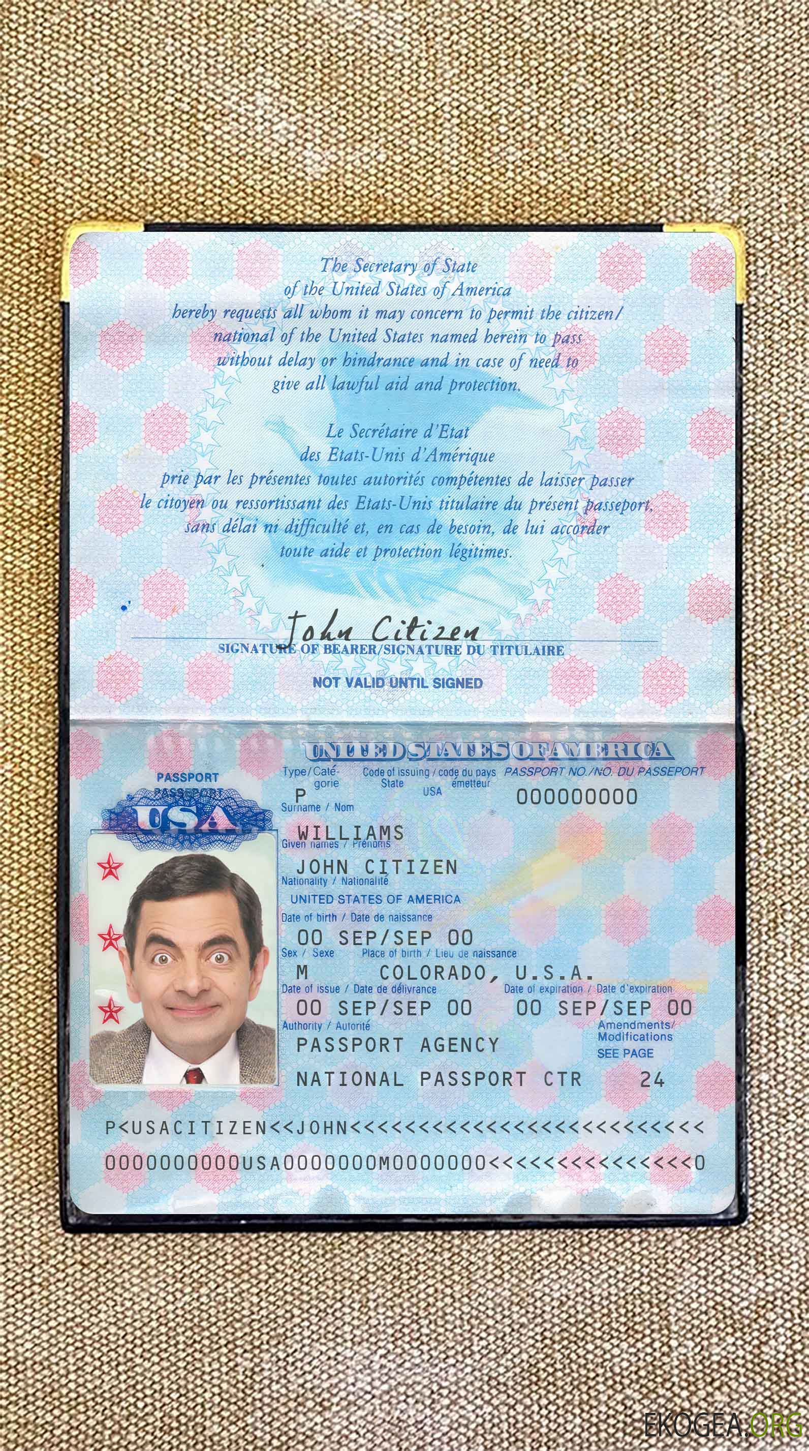 Look photo du passeport américain d'avant 2007